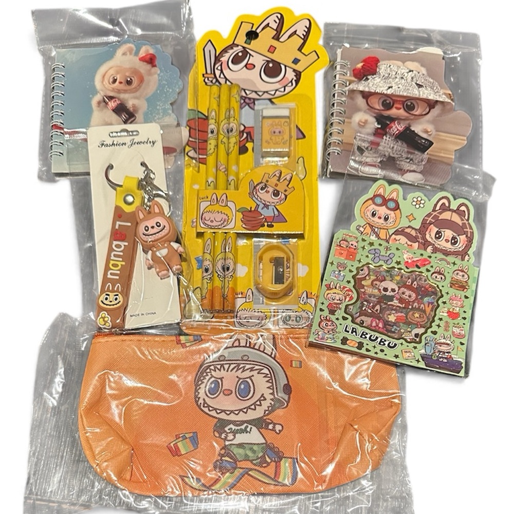 Labubu Character Kids Yellow Stationery Set- New